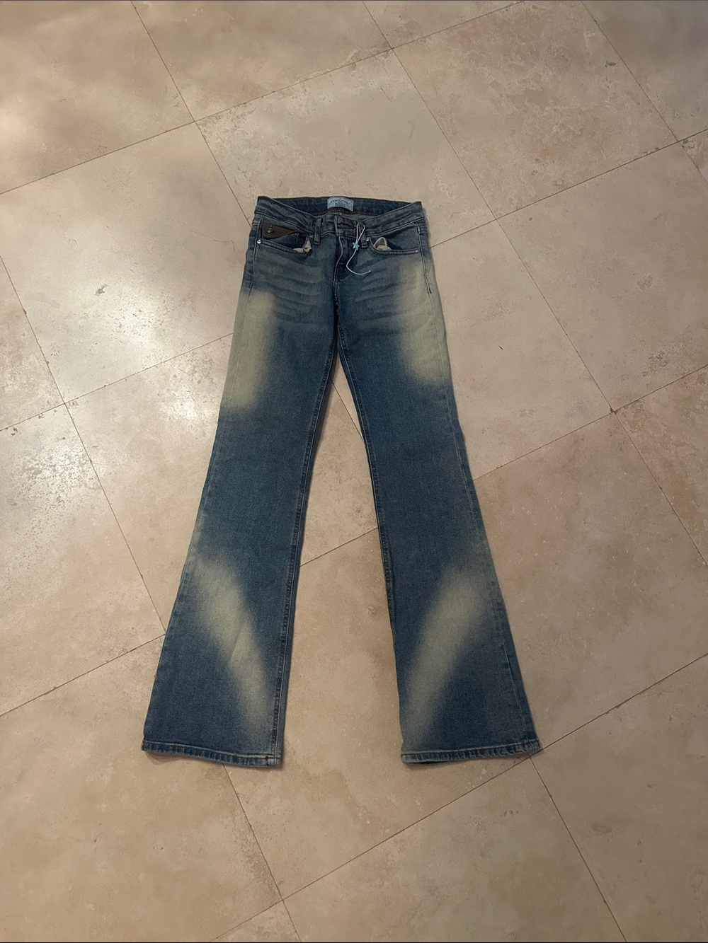 REVICE Women's Washed Blue Flare Jeans